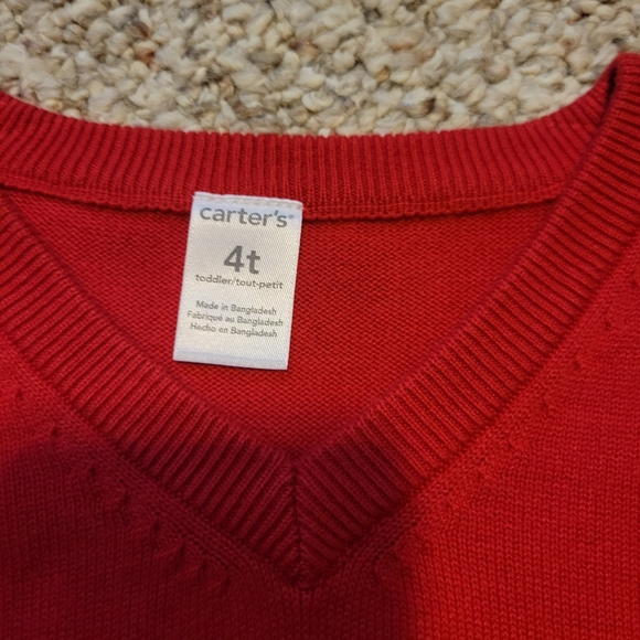 Carter's size 4T unisex red sweater NWOT - Picture 3 of 3